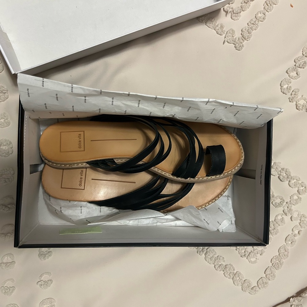 Dolce Vita Black Leather Sandals - Size 8.5